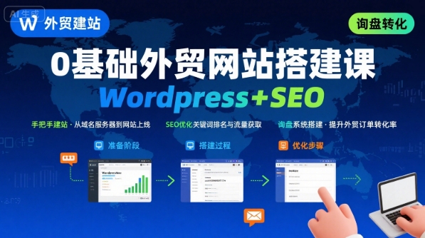 WordPress外贸建站+SEO优化课程，手把手教你从0到1搭建可获得询盘的外贸网站-搞钱利器