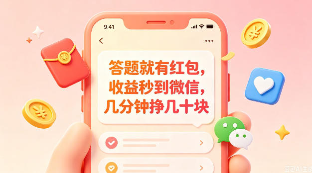 答题就有红包，收益秒到微信，几分钟挣几十块，学生党上班族宝妈都可以玩【揭秘】-搞钱利器