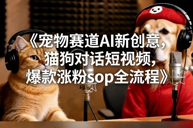 宠物赛道AI新创意，猫狗对话短视频，爆款涨粉sop全流程-搞钱利器