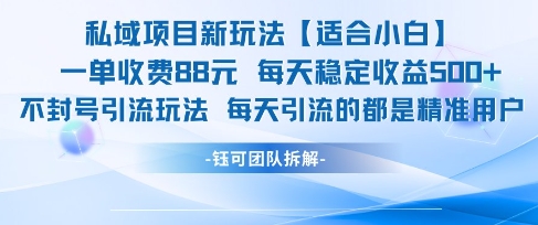 私域项目新玩法【适合小白】 一单收费88.每天稳定收益几张-搞钱利器