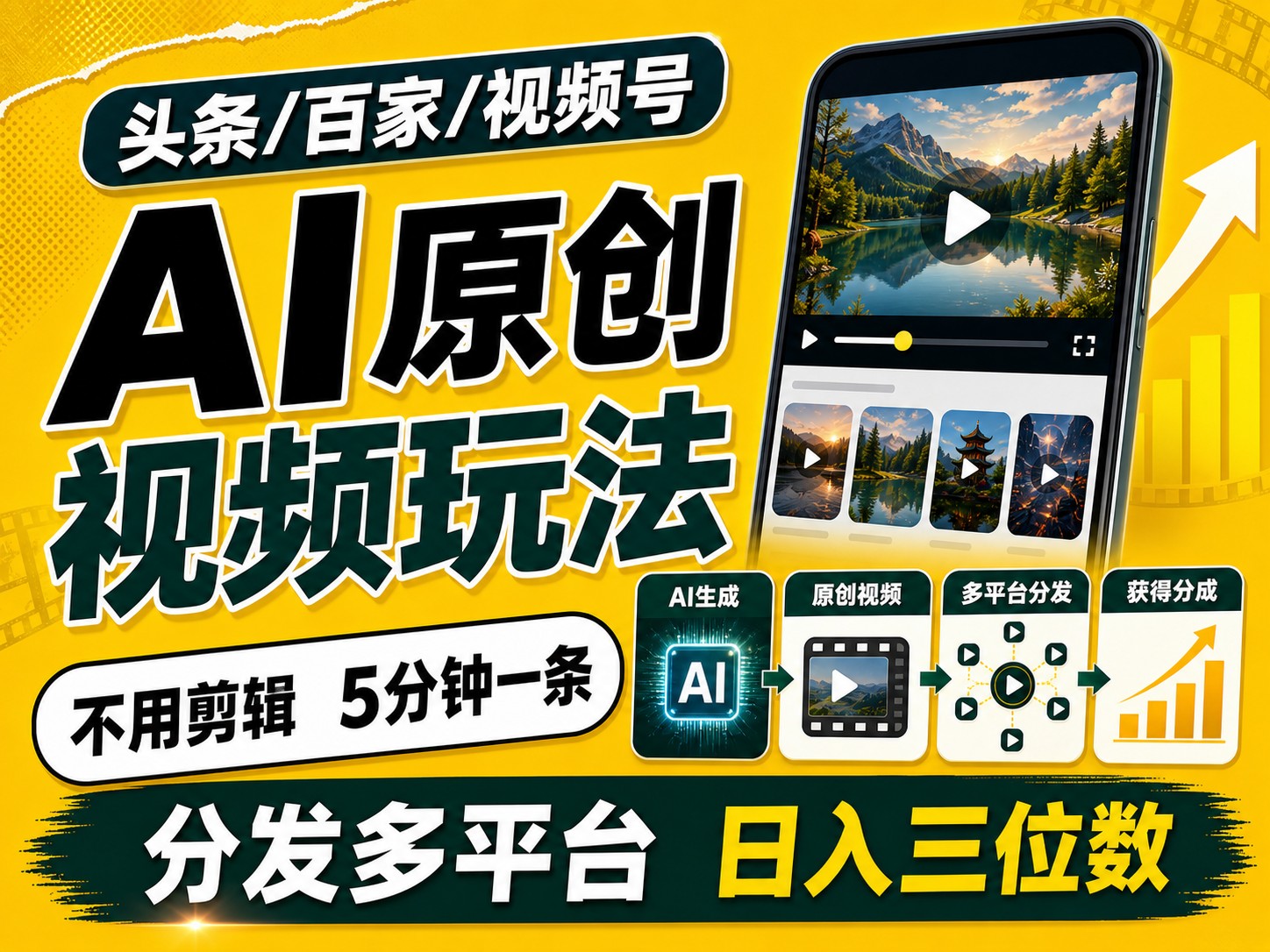 2026头条百家号升级玩法 5分钟一条原创视频 发多平台赚收-搞钱利器