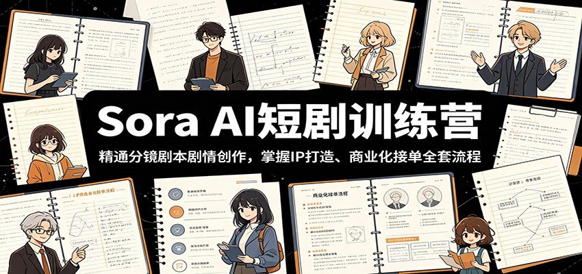 Sora AI短剧训练营：精通分镜剧本剧情创作，掌握IP打造、商业化接单全套流程-搞钱利器