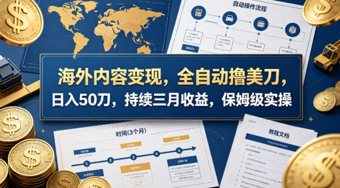海外内容变现，全自动撸美刀，日入50刀，持续三月收益，保姆级实操【揭秘】-搞钱利器