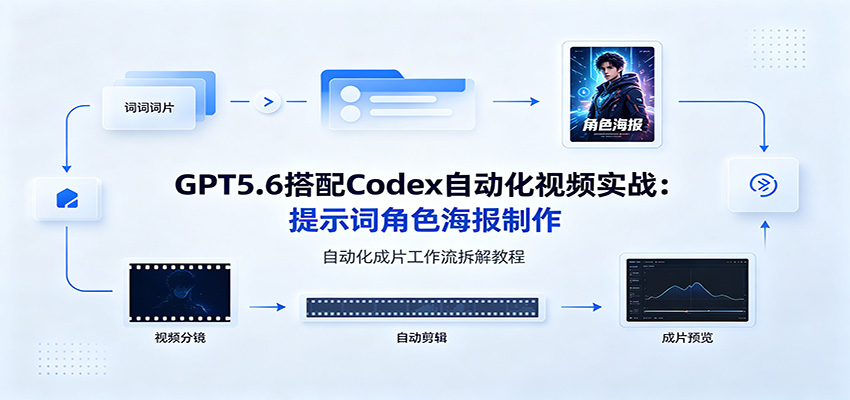 GPT5.6搭配Codex自动化视频实战：提示词角色海报制作，自动化成片工作流拆解教程-搞钱利器