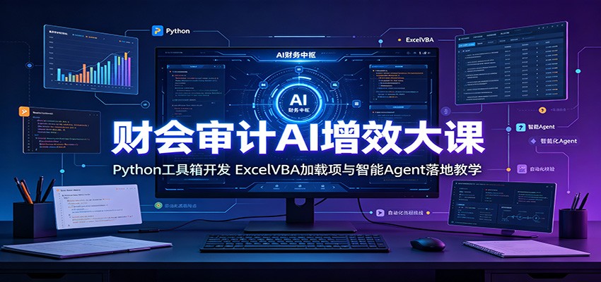 财会审计AI增效大课：Python工具箱开发，ExcelVBA加载项与智能Agent落地教学-搞钱利器