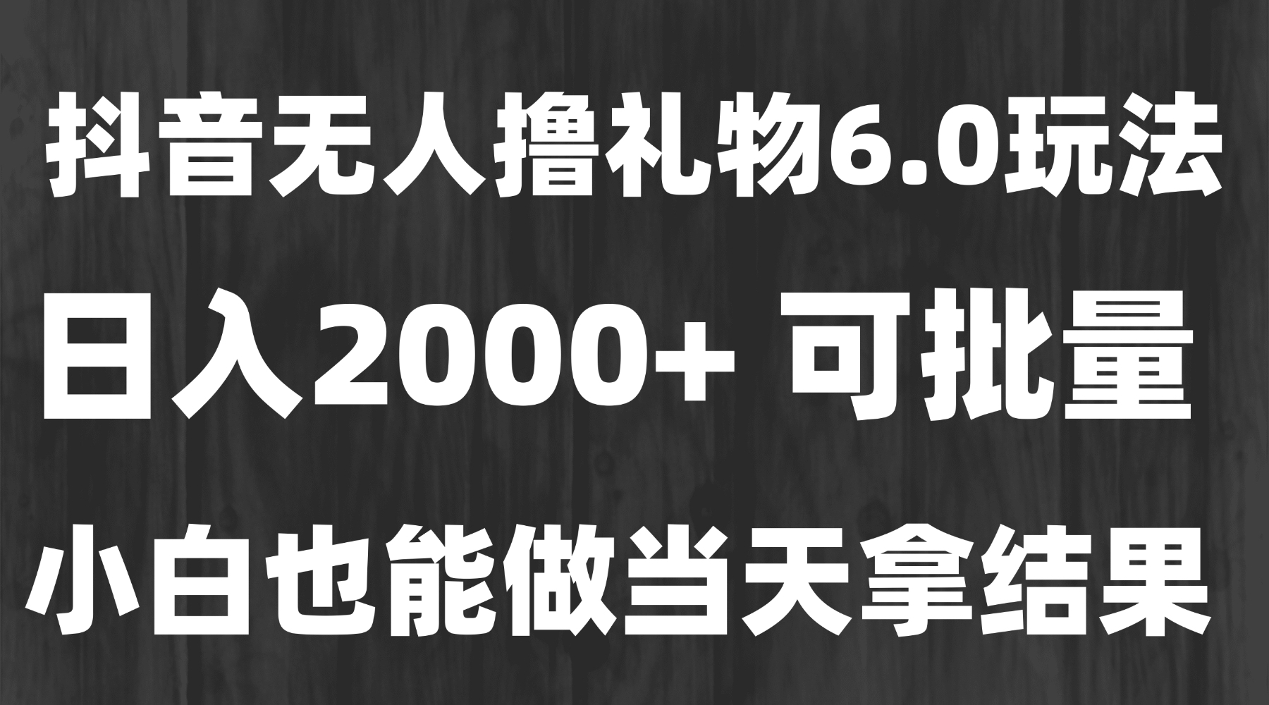 最新风口暴力撸金技术，无人撸礼物，长期稳定 一天收益2000+，小白当天…-搞钱利器