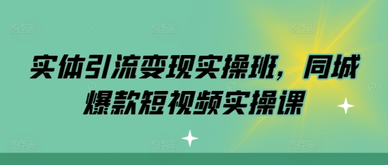 实体引流变现实操班，同城爆款短视频实操课-搞钱利器