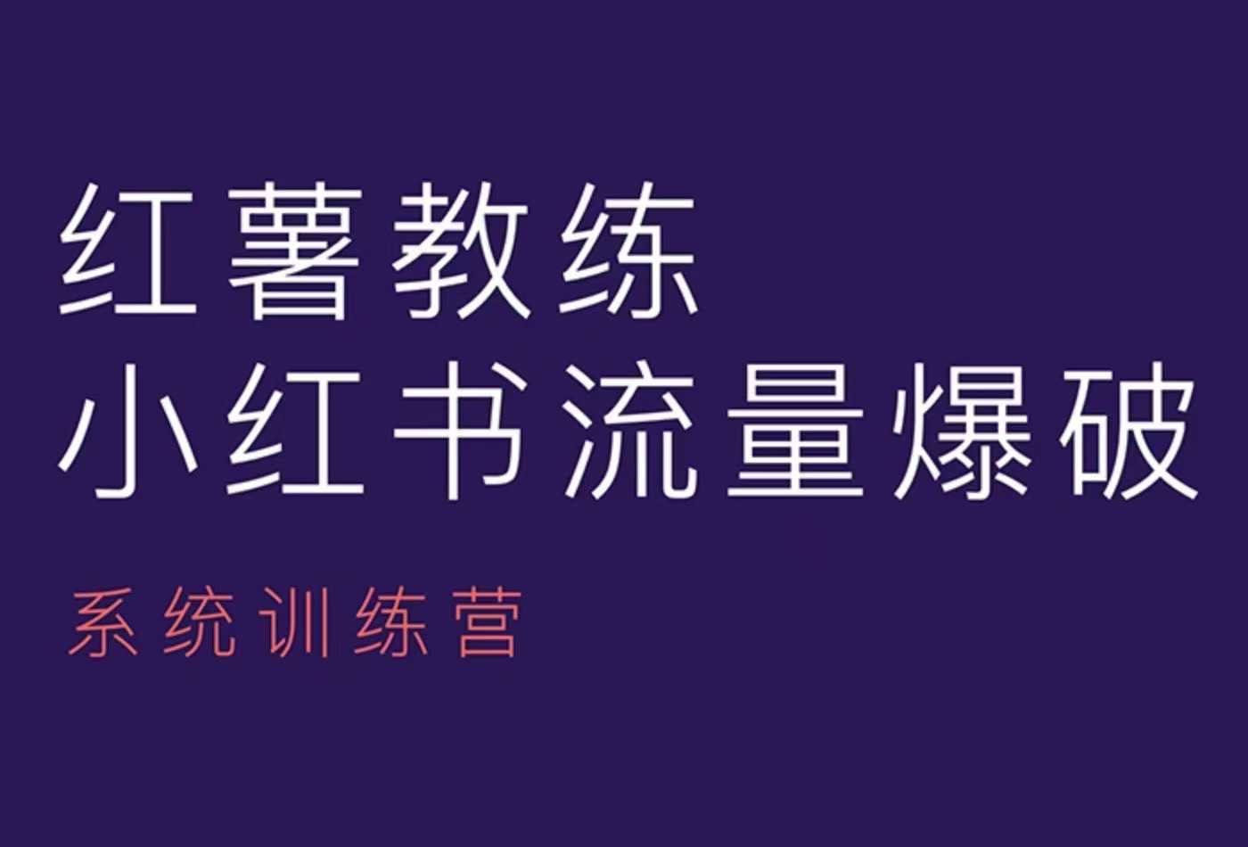 红薯教练-小红书内容运营课，小红书运营学习终点站-搞钱利器