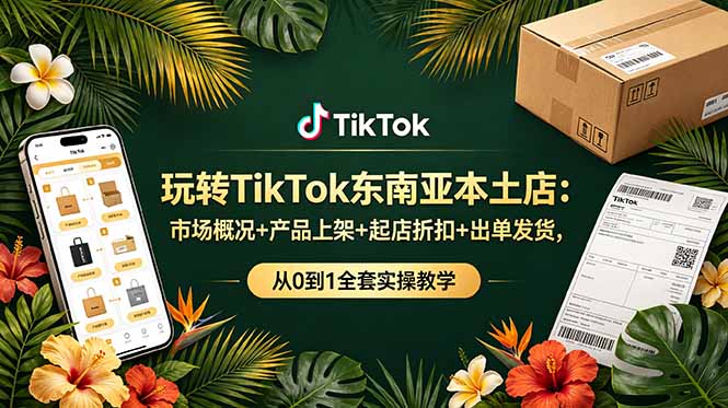 玩转TikTok东南亚本土店：市场概况+产品上架+起店折扣+出单发货，从0到1全套实操教学-搞钱利器