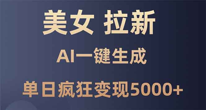 美女暴力拉新，通过AI一键生成，单日疯狂变现5000+，纯小白一学就会！-搞钱利器