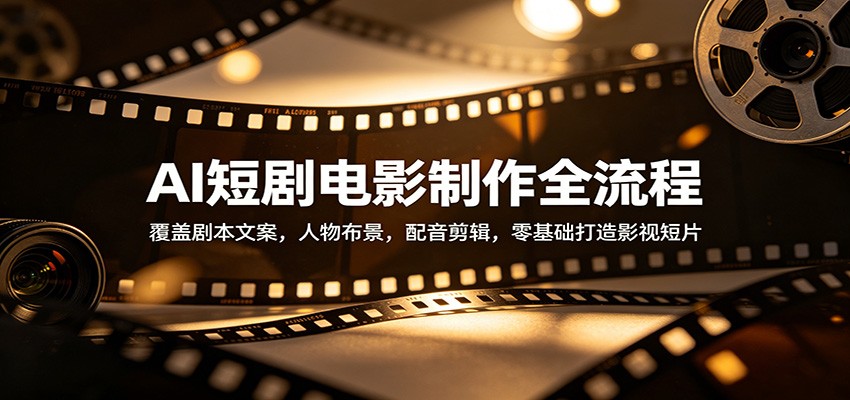 AI短剧电影制作全流程：覆盖剧本文案，人物布景，配音剪辑，零基础打造影视短片-搞钱利器
