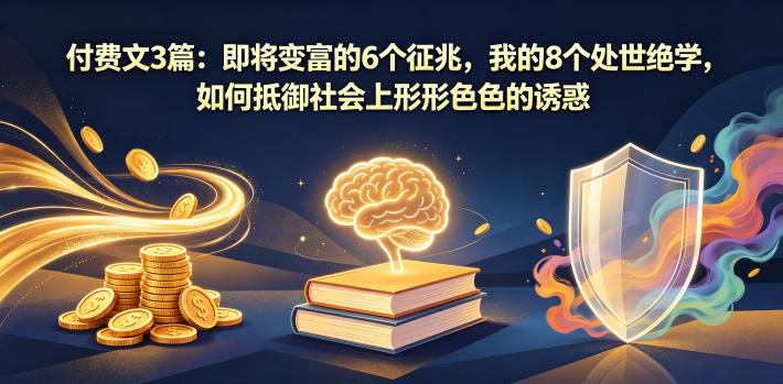 付费文3篇：即将变富的6个征兆，我的8个处世绝学，如何抵御社会上形形色色的诱惑-搞钱利器
