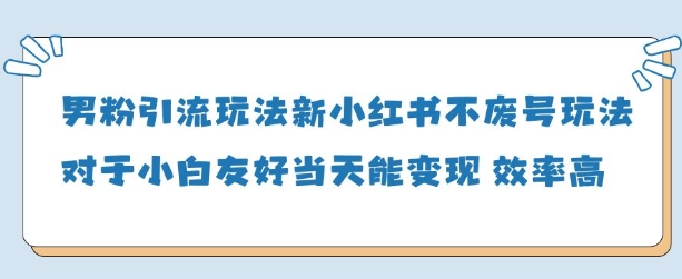 男粉引流玩法(新)，玩法友好做的好当天就能变现-搞钱利器