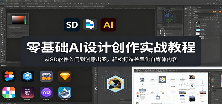 零基础AI设计创作实战教程：从SD软件入门到创意出图，轻松打造差异化自媒体内容-搞钱利器