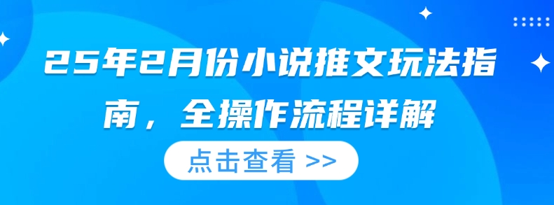 25年2月份小说推文玩法指南，全操作流程详解-搞钱利器