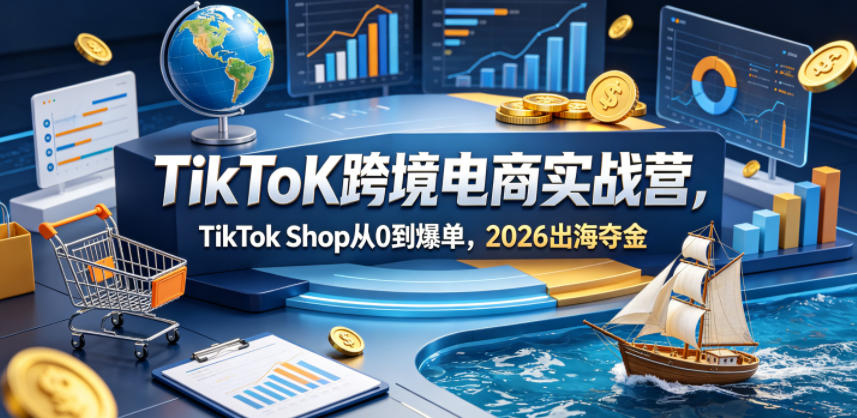 TikToK跨境电商实战营，TikTok Shop从0到爆单，2026出海夺金-搞钱利器