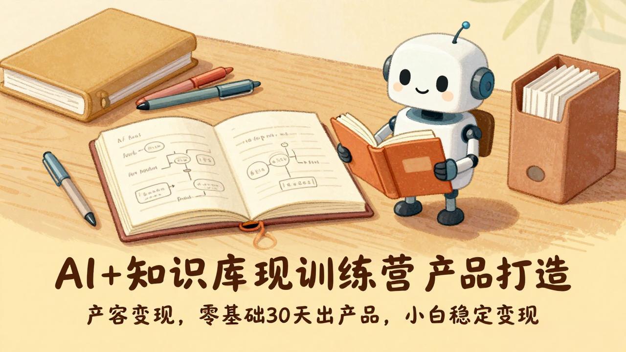 AI+知识库变现训练营，产品打造、内容创作、全平台变现，零基础30天出产品，小白稳定变现-搞钱利器