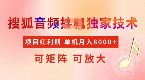 全网首发搜狐音频挂JI独家技术，项目红利期，可矩阵可放大，稳定月入8k【揭秘】-搞钱利器