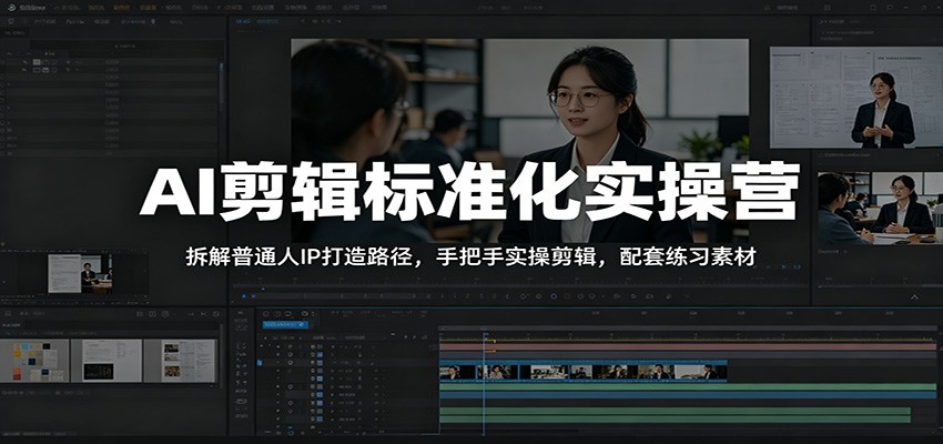 AI剪辑标准化实操营：拆解普通人IP打造路径，手把手实操剪辑，配套练习素材-搞钱利器