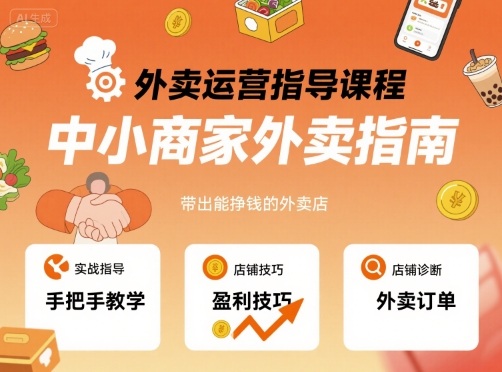 外卖运营指导课程，中小商家外卖指南，手把手带出能挣钱的外卖店-搞钱利器