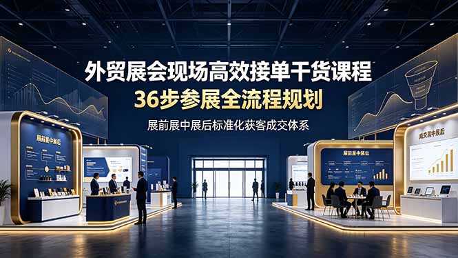 外贸展会现场高效接单干货课程,36步参展全流程规划,展前展中展后标准化获客成交体系-搞钱利器
