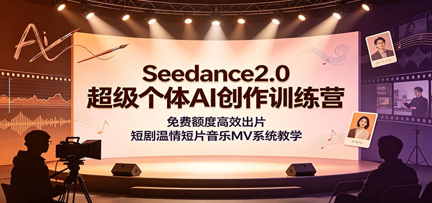 Seedance2.0超级个体AI创作训练营：免费额度高效出片，短剧温情短片音乐MV系统教学-搞钱利器