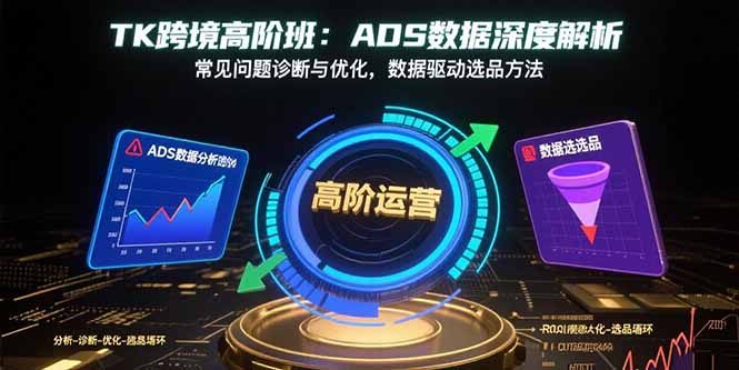 TK跨境高阶班：ADS数据深度解析，常见问题诊断与优化，数据驱动选品方法-搞钱利器