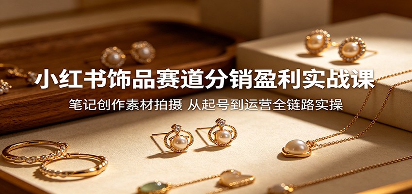 小红书饰品赛道分销盈利实战课：笔记创作素材拍摄，从起号到运营全链路实操-搞钱利器