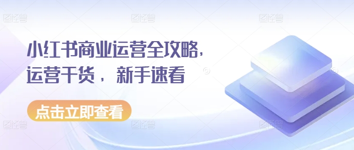 小红书商业运营全攻略，运营干货 ，新手速看-搞钱利器
