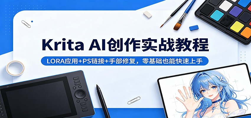 Krita AI创作实战教程：LORA应用+PS链接+手部修复，零基础也能快速上手-搞钱利器
