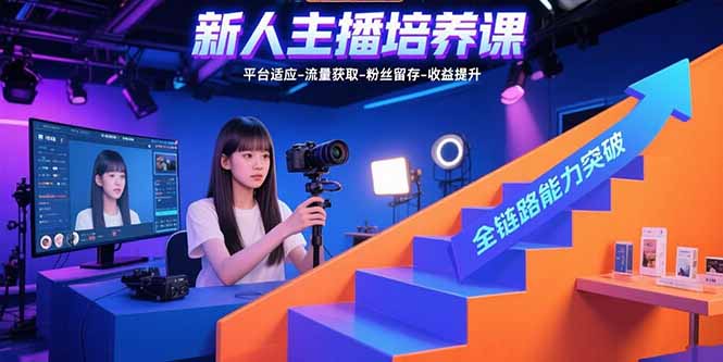 新人主播培养课：平台适应-流量获取-粉丝留存-收益提升 全链路能力突破-搞钱利器