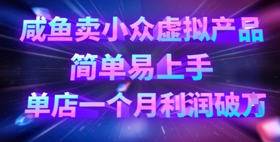 咸鱼卖小众虚拟产品，简单易上手，单店一个月利润破W-搞钱利器