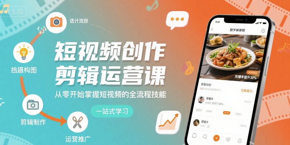 短视频创作剪辑运营课，从零开始掌握短视频的全流程技能-搞钱利器