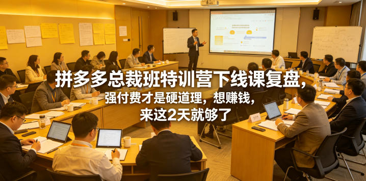 拼多多总裁班特训营下线课复盘，强付费才是硬道理，想賺钱，来这2天就够了-搞钱利器