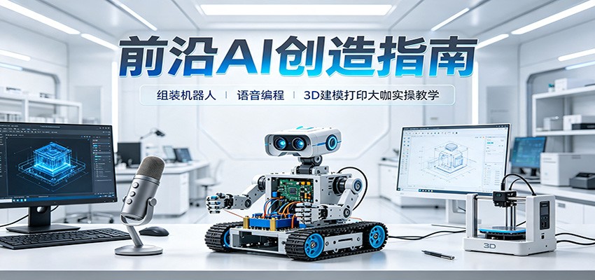 前沿AI创造指南：组装机器人、语音编程、3D建模打印大咖实操教学-搞钱利器