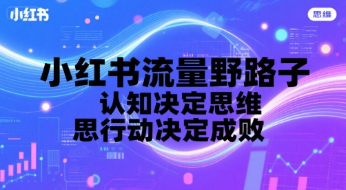 小红书流量野路子，认知决定思维，思维决定行动，行动决定成败-搞钱利器