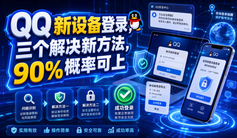 QQ新设备登录，三个解决新方法，90%概率可上-搞钱利器