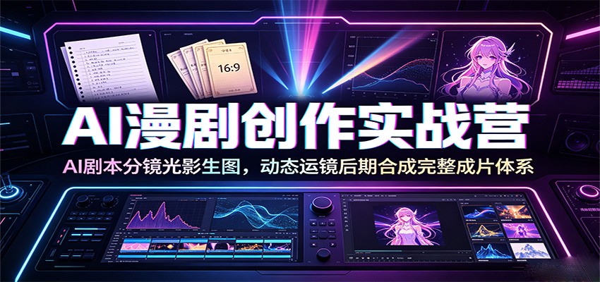 AI漫剧创作实战营：AI剧本分镜光影生图，动态运镜后期合成完整成片体系-搞钱利器