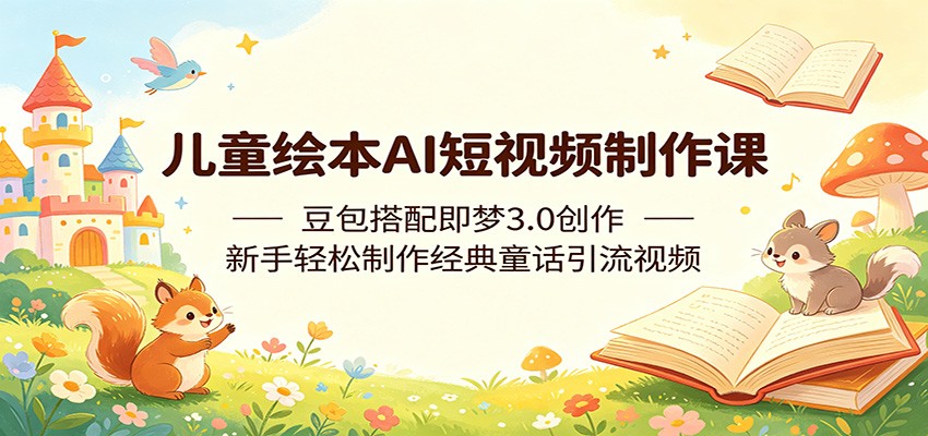 儿童绘本AI短视频制作课：豆包搭配即梦3.0创作，新手轻松制作经典童话引流视频-搞钱利器