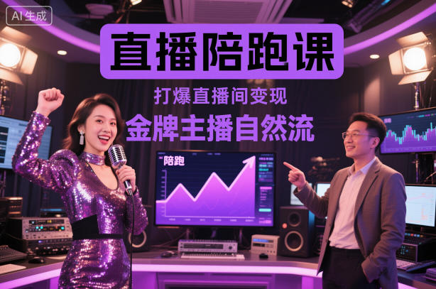 直播陪跑课，金牌主播自然流打爆直播间，复制高变现玩法-搞钱利器