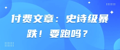 付费文章：史诗级暴跌！要跑吗？-搞钱利器