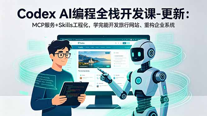Codex AI编程全栈开发课-更新：MCP服务+Skills工程化，学完能开发旅行网站、重构企业系统-搞钱利器