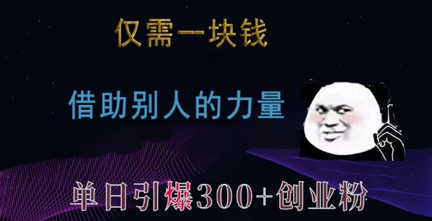 仅需一块钱，借助别人的力量，单日引爆300+创业粉、兼职粉【揭秘】-搞钱利器