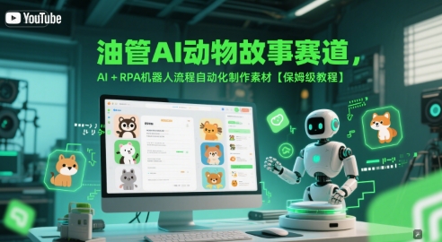 油管AI动物故事赛道，AI+RPA机器人流程自动化制作素材【保姆级教程】-搞钱利器