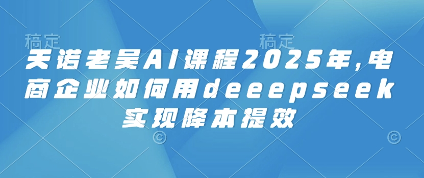天诺老吴AI课程2025年，电商企业如何用deeepseek实现降本提效-搞钱利器