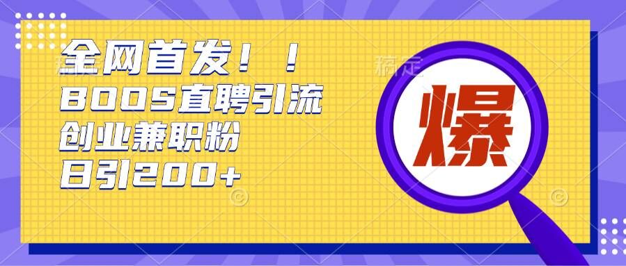 通过Boss直聘，每天轻松钓到200+多条创业大鱼的秘籍【揭秘】-搞钱利器