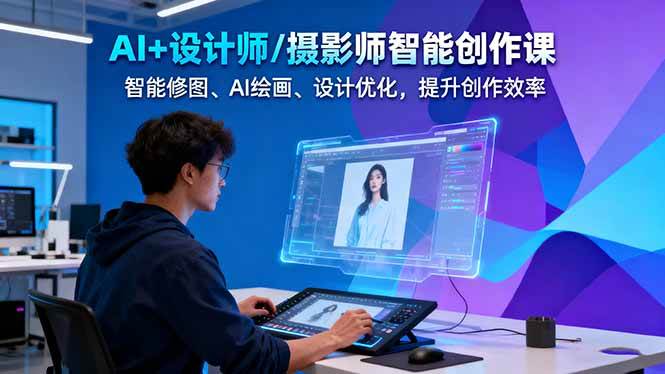 AI+设计师/摄影师智能创作课：智能修图、AI绘画、设计优化，提升创作效率-搞钱利器