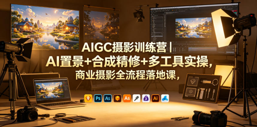 AIGC摄影训练营｜AI置景+合成精修+多工具实操，商业摄影全流程落地课-搞钱利器