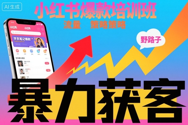 小红书爆款培训班,小红书获客野路子流量打法,暴力持续获客-搞钱利器