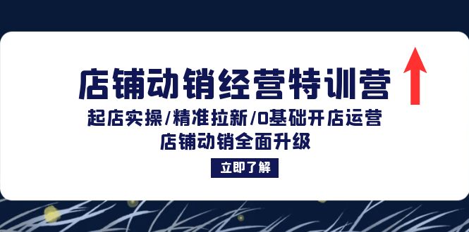 店铺动销经营特训营：起店实操/精准拉新/0基础开店运营/店铺动销全面升级-搞钱利器